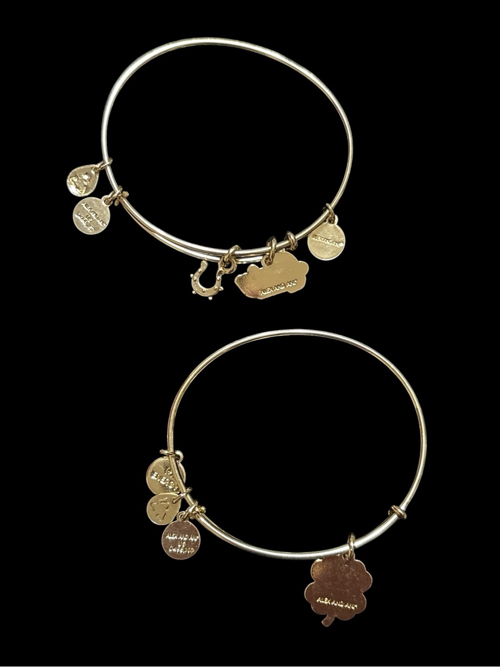 Alex and Ani Gold-Tone 'Lucky' Charm Bangle Bracelets - Picture 2 of 2